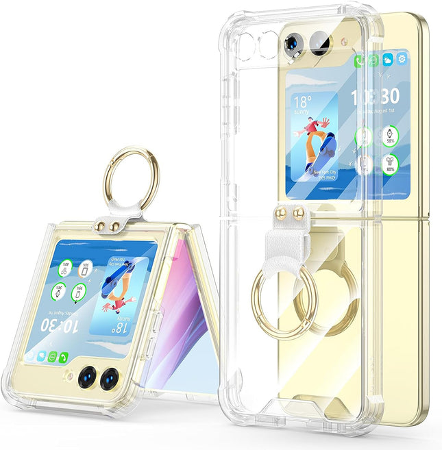 Mobizang Clear Airbag Ring Back Case for Samsung Galaxy Flip5 / Z Flip 5 ,Transparent Shockproof Slim Hard Protective Cover (Clear)