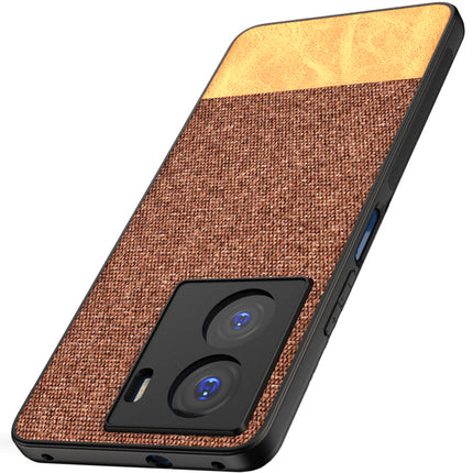 Mobizang Soft Fabric & Leather Hybrid Protective Case Cover for IQOO Z7 / Z7S (5G) | Shockproof Slim Hard Anti Slip Back Case (Brown)