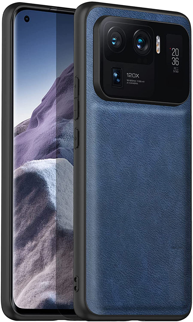 Tux Back Case for Xiaomi Mi 11 Ultra , Slim Leather Case with Soft Edge Shockproof Back Cover (Blue)