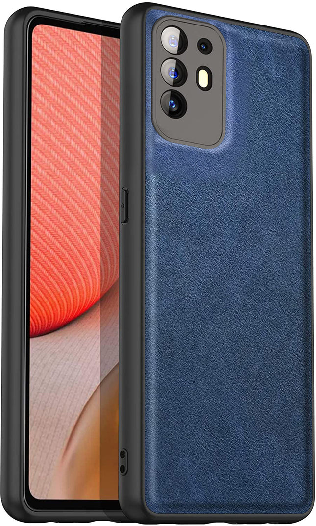 Tux Back Case for Oppo F19 Pro Plus, Slim Leather Case with Soft Edge Shockproof Back Cover (Blue)