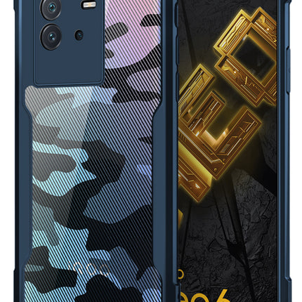 Mobizang Beetle Camouflage for IQOO Neo 6 (5G) Back Case, [Military Grade Protection] Shock Proof Slim Hybrid Bumper Cover (Blue)