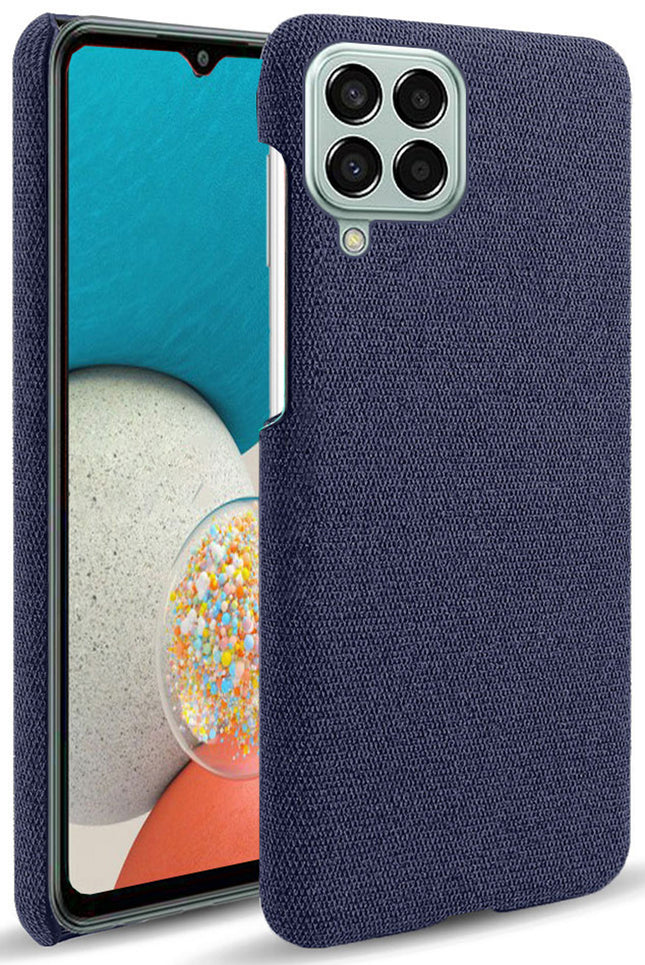 Mobizang Woven Soft Fabric Case for Samsung Galaxy M53 (5G) Back Cover,  Shock Protection Slim Hard Anti Slip Back Cover (Blue)