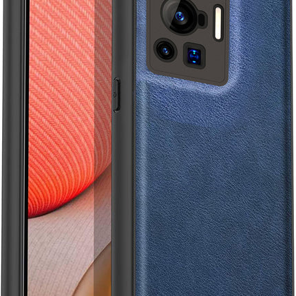 Tux Back Case For Vivo X70 Pro , Slim Leather Case with Soft Edge Shockproof Back Cover (Blue)