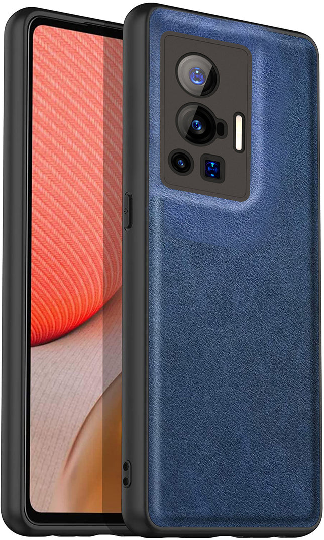 Tux Back Case For Vivo X70 Pro , Slim Leather Case with Soft Edge Shockproof Back Cover (Blue)