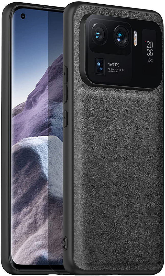 Tux Back Case for Xiaomi Mi 11 Ultra , Slim Leather Case with Soft Edge Shockproof Back Cover (Black)