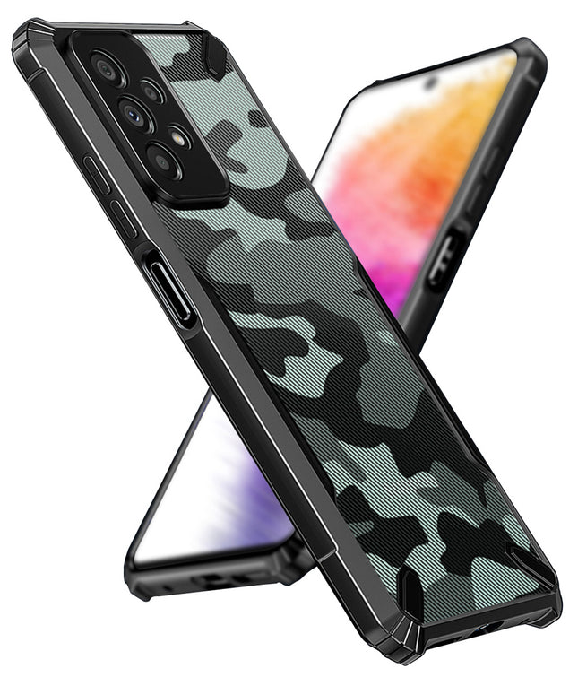 Mobizang Bull Camouflage Back Cover for Samsung Galaxy A73 (5G), Shockproof Slim Hybrid Clear Case,Black
