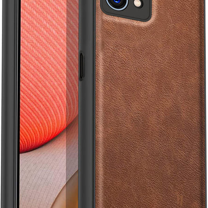 Tux Back Case for Realme 9 Pro, Slim Leather Case with Soft Edge Shockproof Back Cover (Brown)