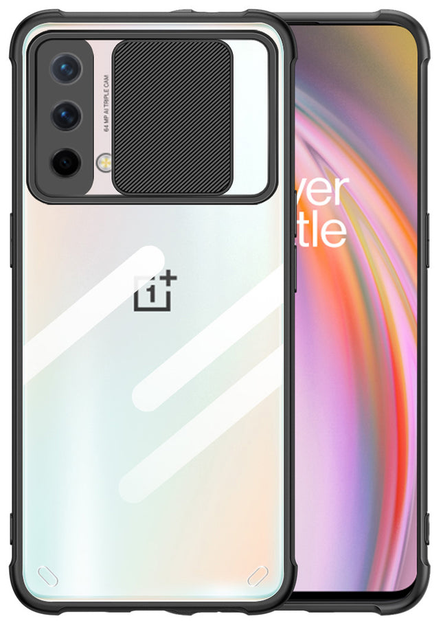 Slider Back Cover for OnePlus Nord CE (5G) / One Plus Nord CE (5G) , [Military Grade Protection] Shockproof Slim Clear Camera Shield Bumper Back Case (Black)