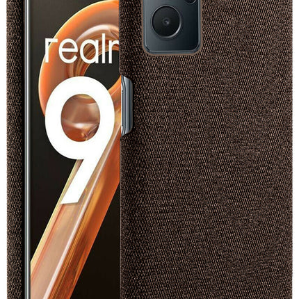 Woven Soft Fabric Case for Realme 9i Back Cover, Shock Protection Slim Hard Anti Slip Back Cover (Brown)