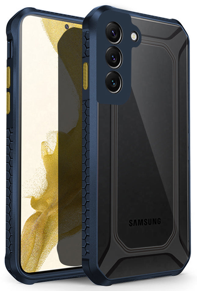 Unicorn for Samsung Galaxy S22 Clear Back Case, [Military Grade Protection] Shock Proof Slim Hybrid Bumper Cover (Blue)