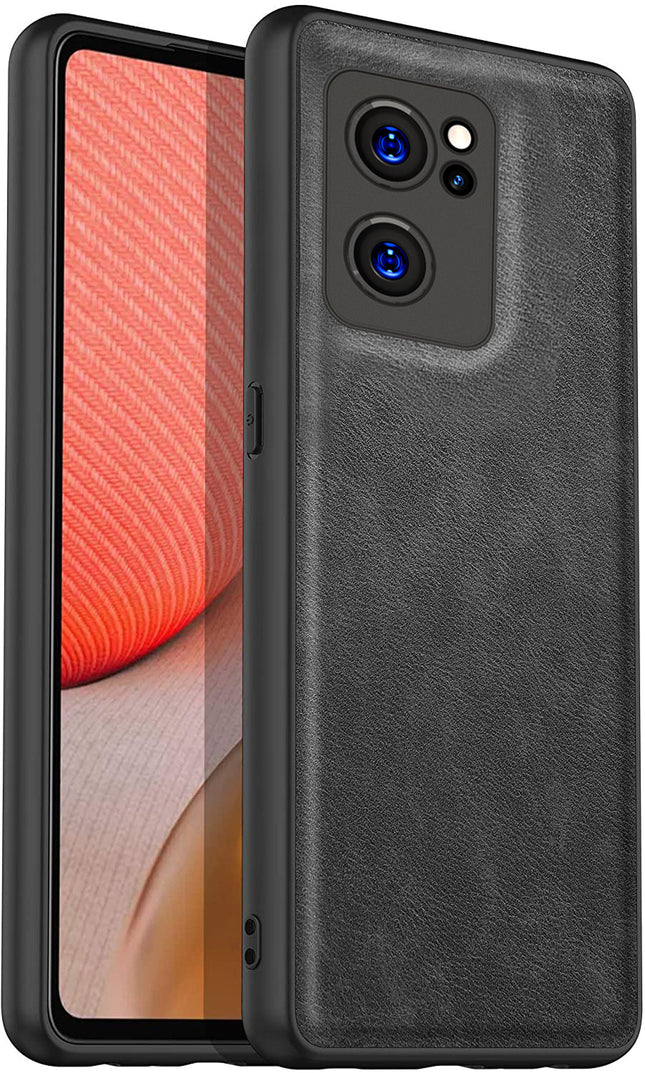Tux Back Case For Oppo Reno 7 (5G) , Slim Leather Case with Soft Edge Shockproof Back Cover (Black)