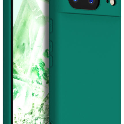 Mobizang Matte Protective Lens Flexible Back Cover for Google Pixel 8 | Slim Silicone with Soft Lining Shockproof Full Body Bumper Case (Green)