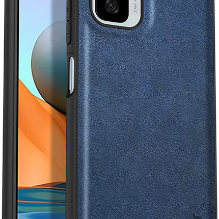 Tux Back Case for Xiaomi Redmi Note 10 /  Note 10S , Slim Leather Case with Soft Edge Shockproof Back Cover (Blue)