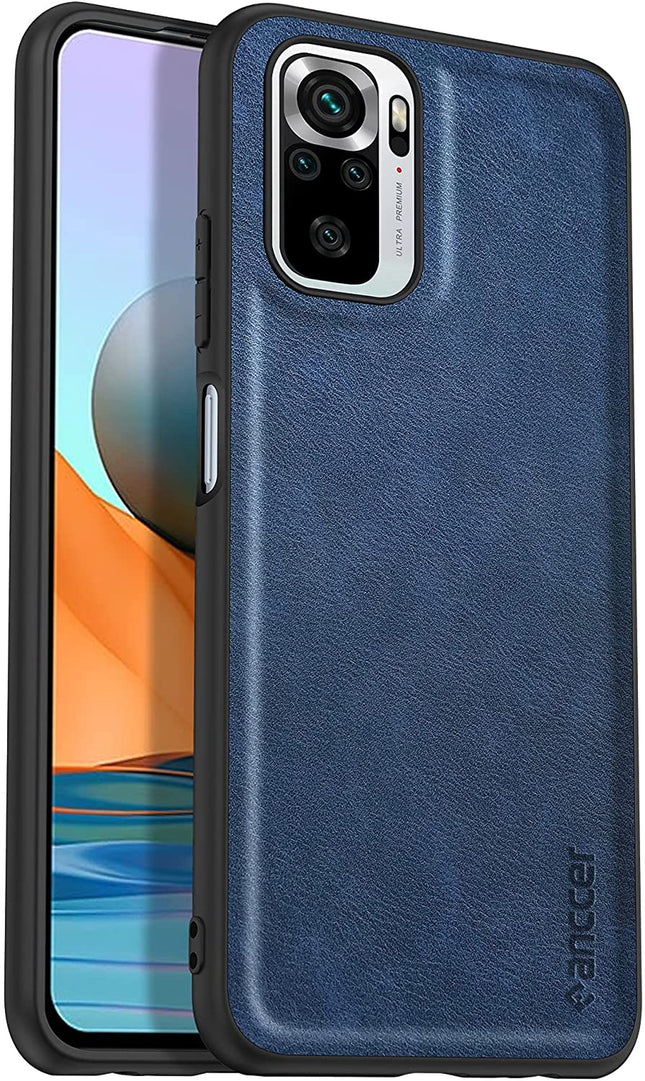 Tux Back Case for Xiaomi Redmi Note 10 /  Note 10S , Slim Leather Case with Soft Edge Shockproof Back Cover (Blue)