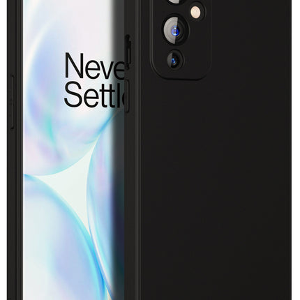 Matte Lens Protective Back Cover for OnePlus 9 / One Plus 9 , Slim Silicone with Soft Lining Shockproof Flexible Full Body Bumper Case (Black)