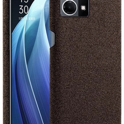 Mobizang Woven Soft Fabric Case for Oppo F21 PRO, 4G Back Cover,  Shock Protection Slim Hard Anti Slip Back Cover (Brown)