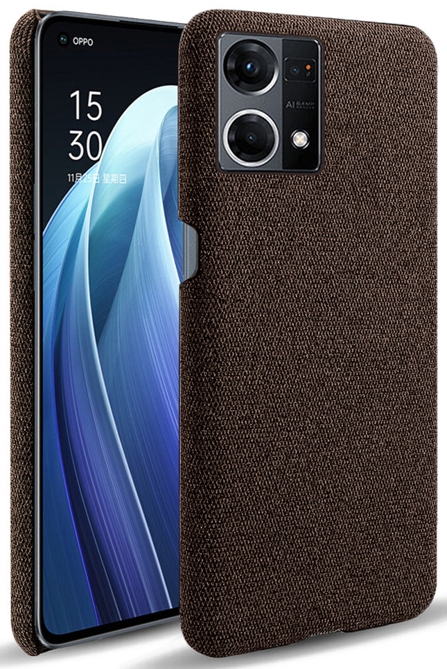 Mobizang Woven Soft Fabric Case for Oppo F21 PRO, 4G Back Cover,  Shock Protection Slim Hard Anti Slip Back Cover (Brown)