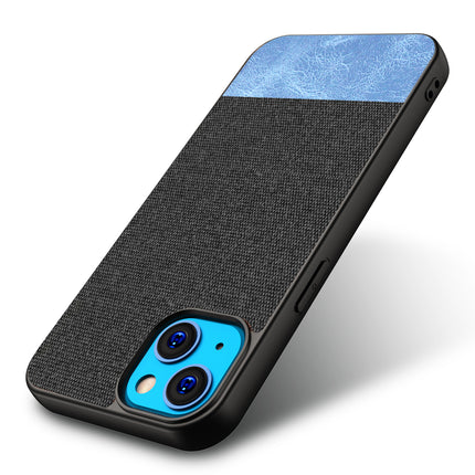 Soft fabric & Leather Hybrid Protective Case Cover for Apple iphone 13 Mini (Black,Blue)