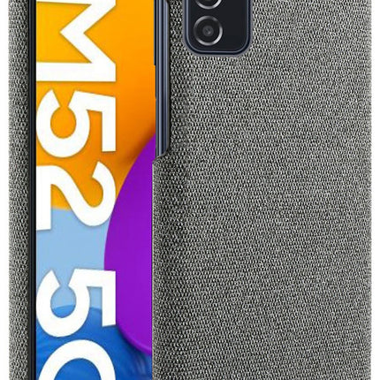 Woven Soft Fabric Case for Samsung Galaxy M52 (5G) Back Cover, Shock Protection Slim Hard Anti Slip Back Cover (Grey)