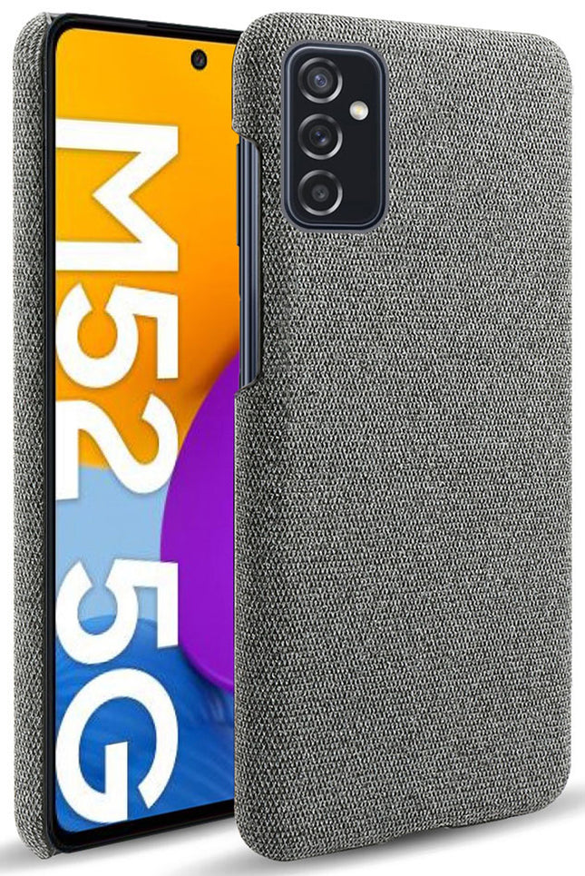 Woven Soft Fabric Case for Samsung Galaxy M52 (5G) Back Cover, Shock Protection Slim Hard Anti Slip Back Cover (Grey)