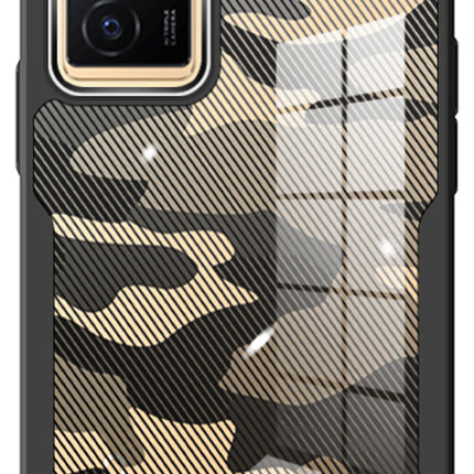 Mobizang Beetle Camouflage V2 for Vivo V23E (5G) Back Cover , [Military Grade] Shockproof Slim Camera Ring Hybrid Case (Black)