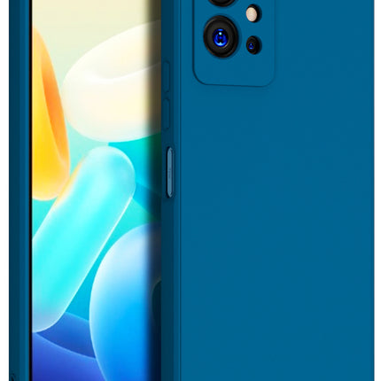 Matte Lens Protective Shockproof Flexible Back Cover for Vivo T1, Slim Silicone with Soft Lining Shockproof Flexible Full Body Bumper Case (Blue)