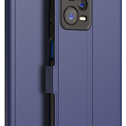 Mobizang Noble Slim Magnetic Leather Flip Case Cover for Redmi Note 12 PRO | Card Holder Stand Leather Flip Wallet Case (Blue)