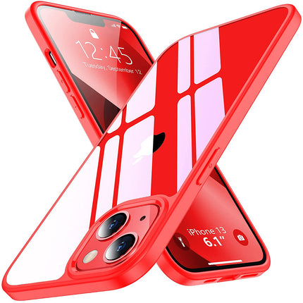 Hawkeye Clear Back Cover for Apple iPhone 13 (6.1 inch) , Camera Lens Protector Shockproof Slim Clear Case Cover (Red)