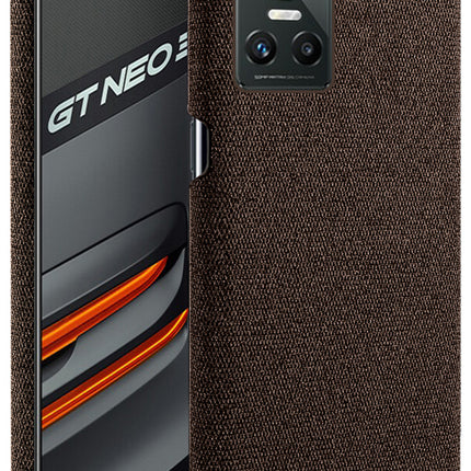 Mobizang Woven Soft Fabric Case for Realme GT Neo 3 (5G) Back Cover,  Shock Protection Slim Hard Anti Slip Back Cover (Brown)