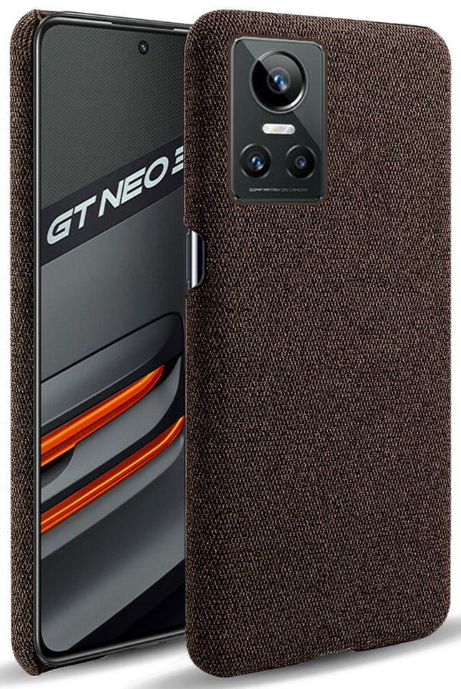 Mobizang Woven Soft Fabric Case for Realme GT Neo 3 (5G) Back Cover,  Shock Protection Slim Hard Anti Slip Back Cover (Brown)
