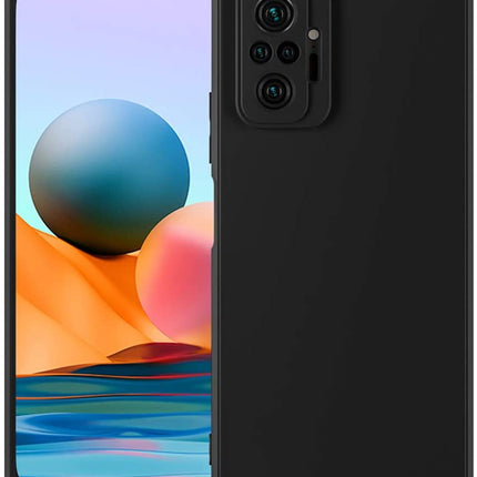 Matte Lens Protective Back Cover for Redmi Note 10 Pro / Note 10 pro Max , Slim Silicone with Soft Lining Shockproof Flexible Full Body Bumper Case (Black)