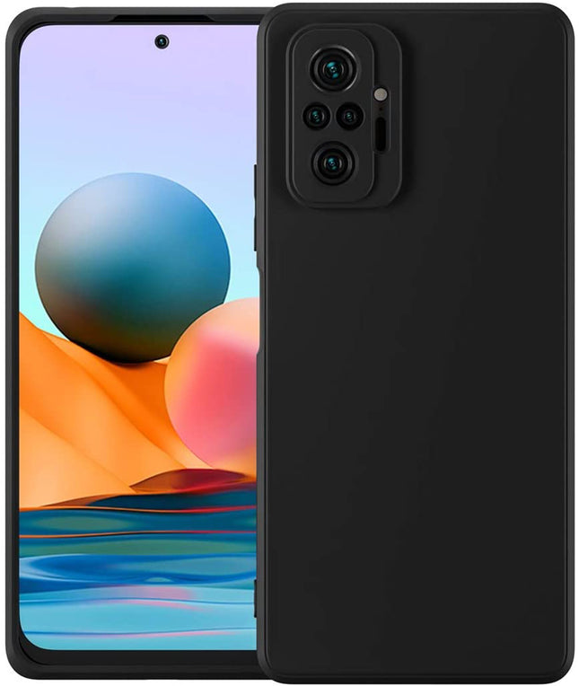 Matte Lens Protective Back Cover for Redmi Note 10 Pro / Note 10 pro Max , Slim Silicone with Soft Lining Shockproof Flexible Full Body Bumper Case (Black)
