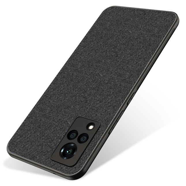 Soft Fabric Hybrid for Vivo V21 Back Cover, Shockproof Protection Slim Hard Back Case (Black)
