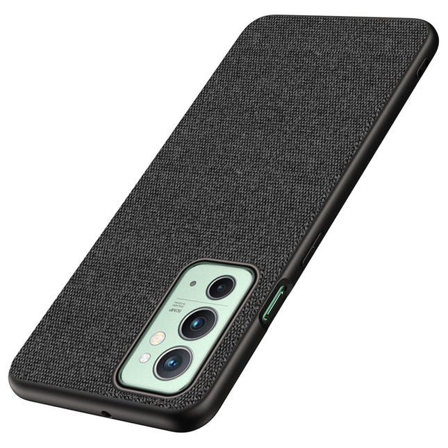Soft Fabric Hybrid for OnePlus 9RT Back Cover, Shockproof Protection Slim Hard Back Case (Black)