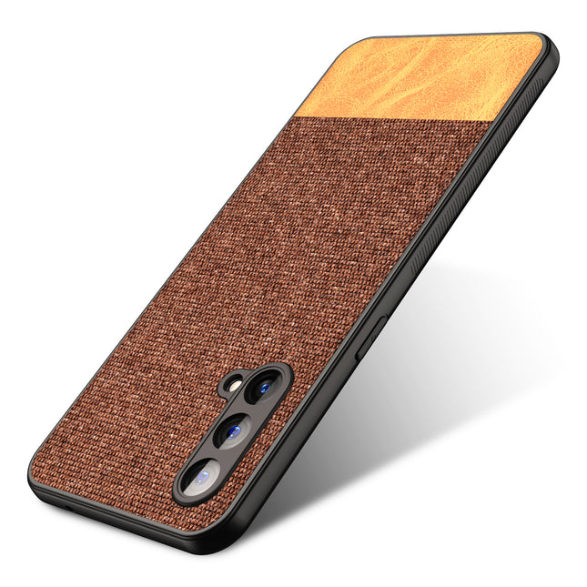 Soft Fabric & Leather Hybrid for OnePlus Nord CE (5G) / One Plus Nord CE (5G) Back Cover, Shockproof Protection Slim Hard Back Case (Brown)