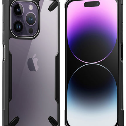 Mobizang Bull Back Cover for Apple iPhone 14 Pro , Shockproof Slim Hybrid Clear Case (Black)