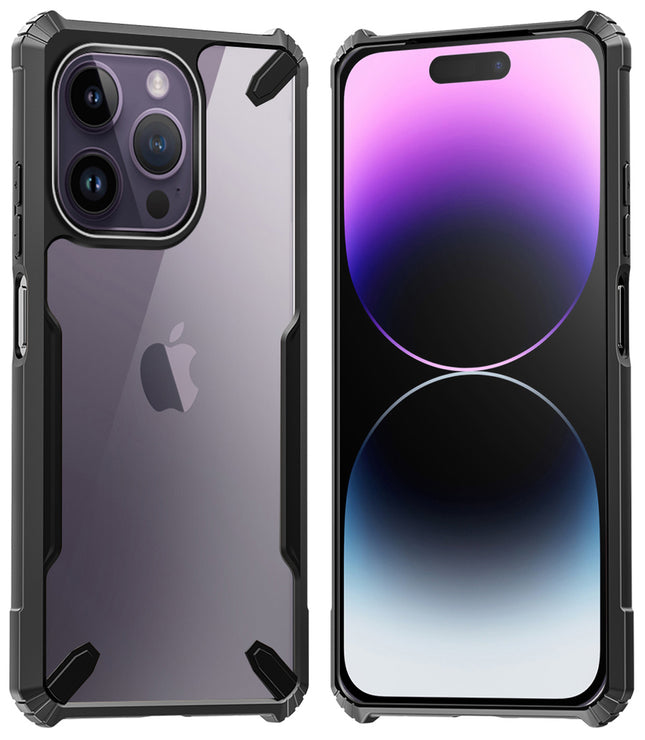 Mobizang Bull Back Cover for Apple iPhone 14 Pro , Shockproof Slim Hybrid Clear Case (Black)