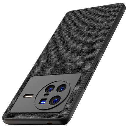 Soft Fabric Hybrid Protective Back Case Cover for Vivo X80 (Black)