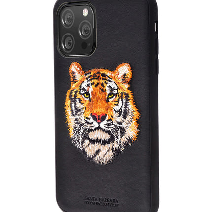 Santa Barbara Roar Series Luxury Leather Back Cover for Apple iPhone 13 PRO MAX , Black