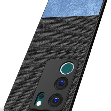 Mobizang Soft Fabric & Leather Hybrid Protective Back Cover for Vivo V29 (5G) / Vivo V29 Pro (5G) | Shockproof Slim Hard Anti Slip Back Case (Black::Blue)
