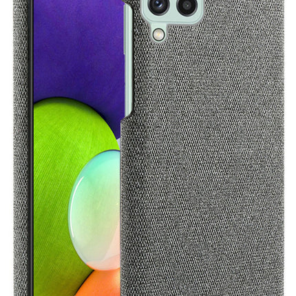 Woven Soft Fabric Case for Samsung Galaxy A22 (4G) Back Cover, Shock Protection Slim Hard Anti Slip Back Cover (Grey)