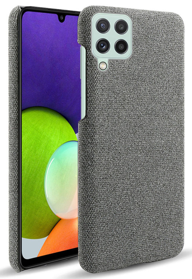 Woven Soft Fabric Case for Samsung Galaxy A22 (4G) Back Cover, Shock Protection Slim Hard Anti Slip Back Cover (Grey)