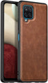 Tux Back Case for Samsung Galaxy A12 / F12 / M12 , Slim Leather Case with Soft Edge Shockproof Back Cover (Brown)