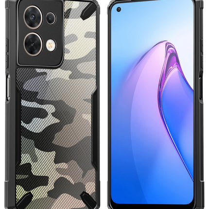 Mobizang Bull Camouflage Back Cover for Oppo Reno 8 Pro (5G) , Shockproof Slim Hybrid Case (Black)
