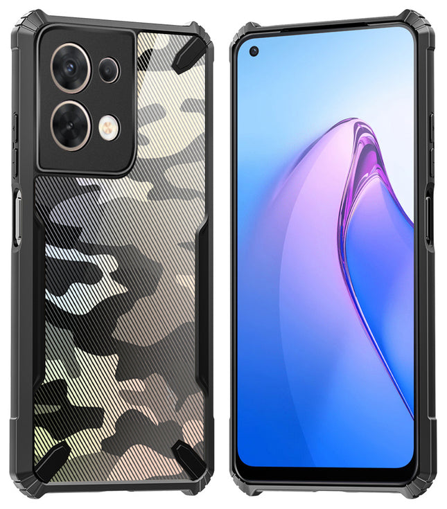 Mobizang Bull Camouflage Back Cover for Oppo Reno 8 Pro (5G) , Shockproof Slim Hybrid Case (Black)