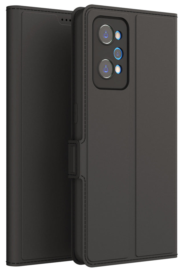 Mobizang Noble Slim Magnetic Leather Flip Case Cover for Realme GT NEO 3T , Magnetic and Card Holder Stand Leather Flip Wallet Case (Black)