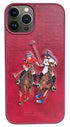 Santa Barbara Polo Jockey Series Luxury Leather Back Case Cover for Apple iPhone 13 Pro Max (6.7), Red