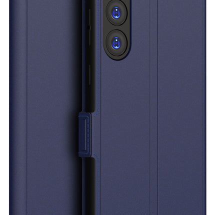 Mobizang Noble Slim Magnetic Leather Flip Case Cover for Samsung Galaxy S23 ,Card Holder Stand Leather Flip Wallet Case (Blue)