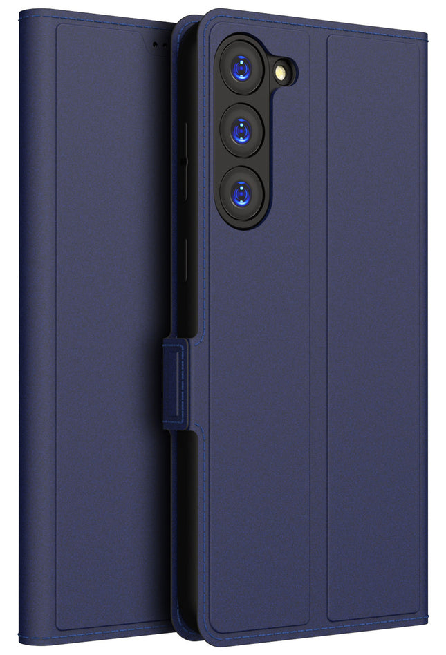 Mobizang Noble Slim Magnetic Leather Flip Case Cover for Samsung Galaxy S23 ,Card Holder Stand Leather Flip Wallet Case (Blue)