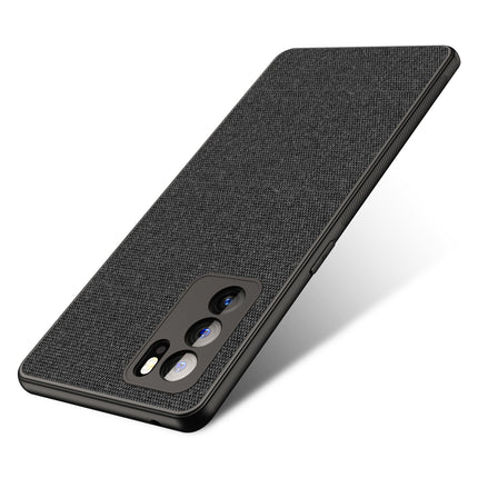 Soft Fabric Hybrid for Oppo Reno 6 Pro Back Cover, Shockproof Protection Slim Hard Back Case (Black)
